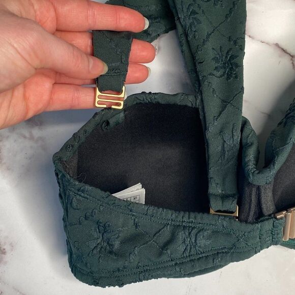 BEACH LIFE Green Embroidery Bandeau Bikini Top and Bottoms | Size: 36 - Picture 7 of 12